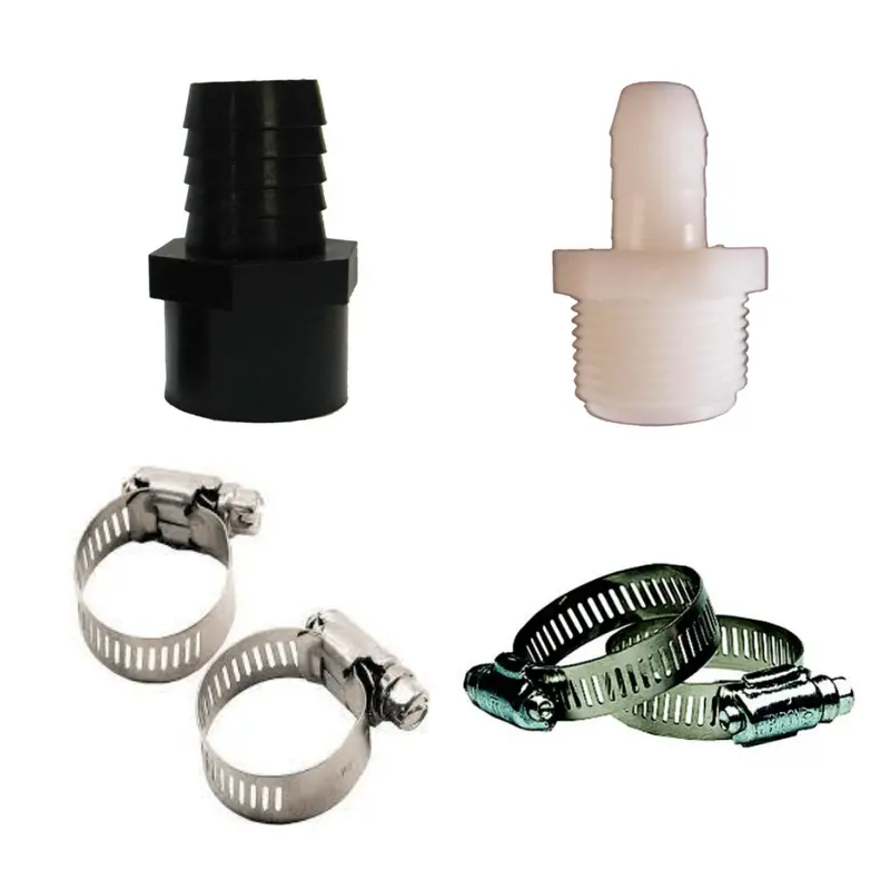 3/4" Fittings For 3/4" Poly Tubing Run - 3/4" X 3/8" Barb W/Clamps 1