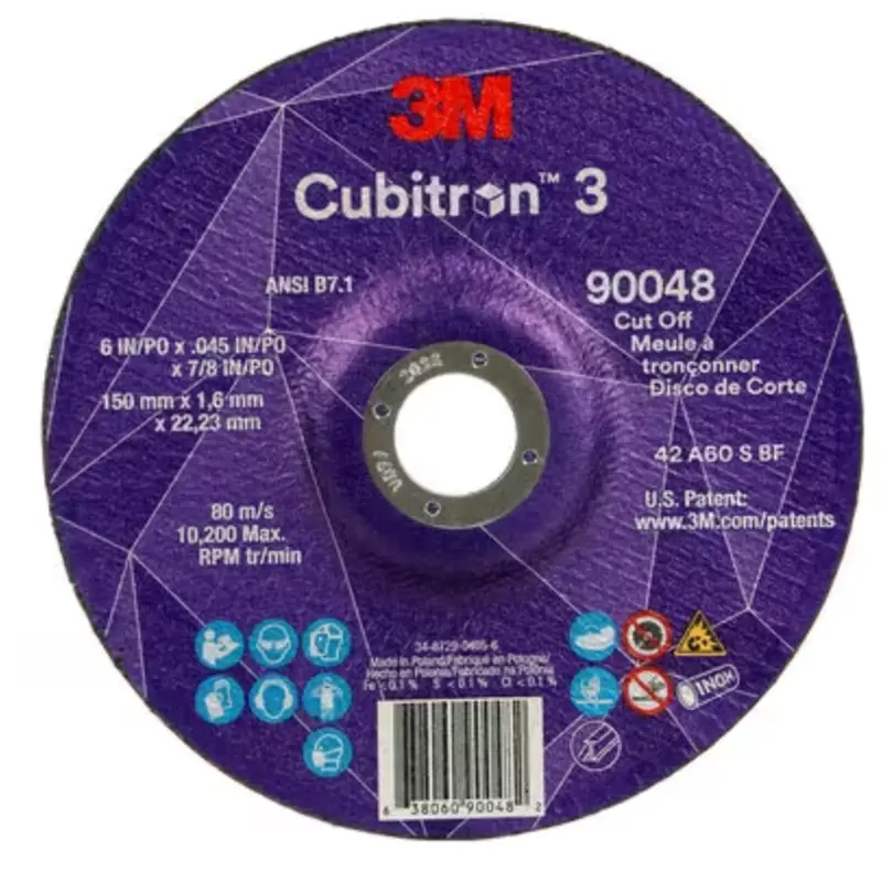 3M Cubitron 3 Type 27 Cutting Wheel, 6" X .045" X 7/8", 50/Pk - 90048 1