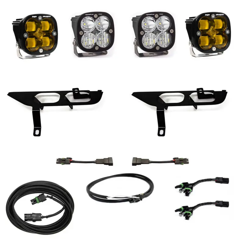 Baja Designs 2021+ Ford F150 Fog Pocket Kit Sae Amber Squadron Pro Dc 1