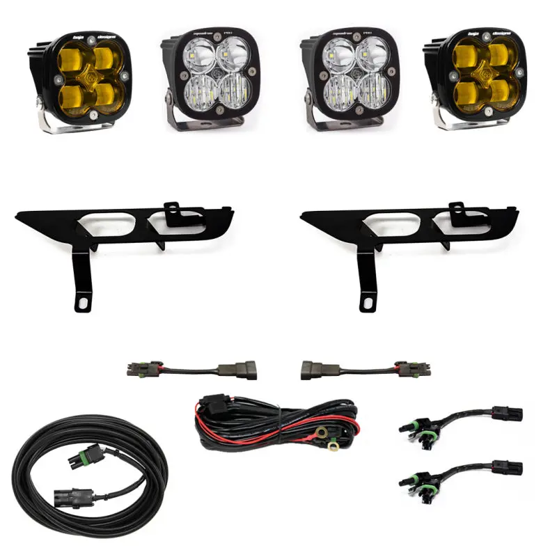 Baja Designs 2021+ Ford F150 Fog Pocket Kit Sae Amber Squadron Pro Dc 1