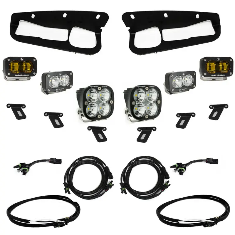 Baja Designs 21-22 Ford Bronco W/Steel Bumper S2 Sae Sportsmen Fog Pkt Light Kit W/Upfitter - Amber 1