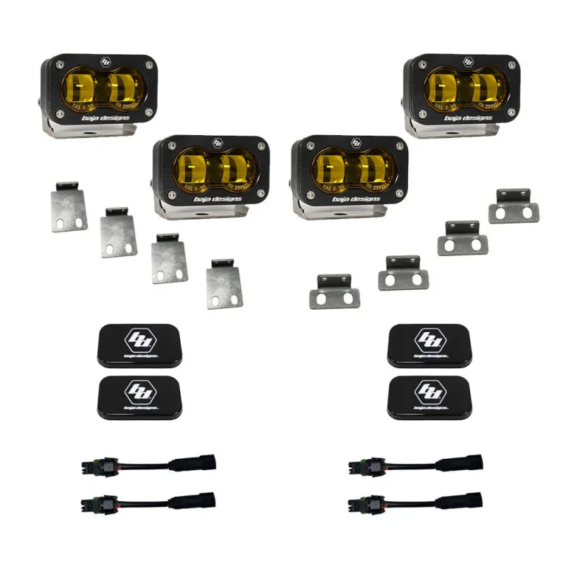 Baja Designs 21-22 Ford F-150 Raptor S2 Sae Dual Fog Pocket Light Kit - Amber 1