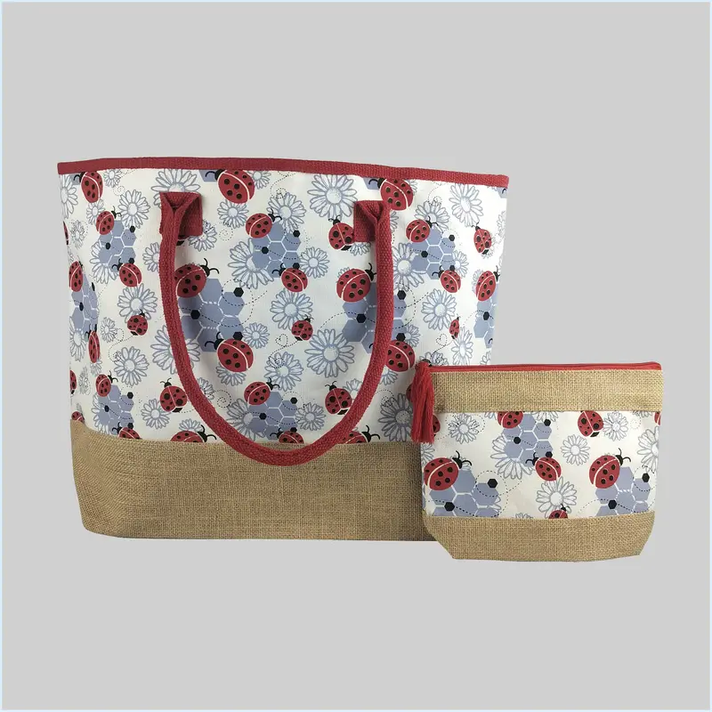 Bee Jute Cotton Bag & Pouch 1