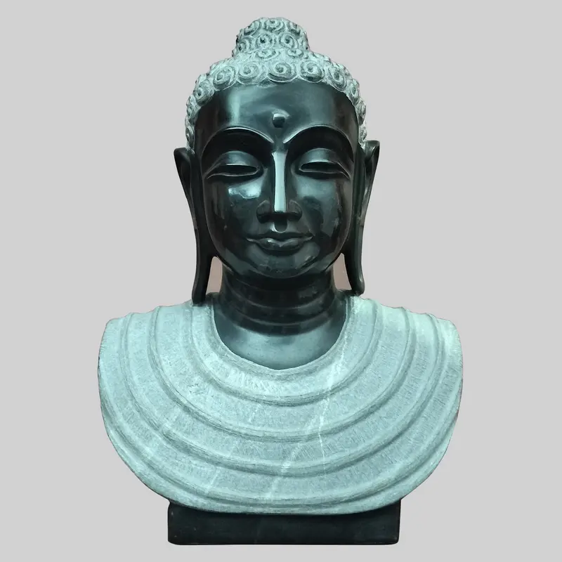 Black Marble Buddha Bust 15 In 1