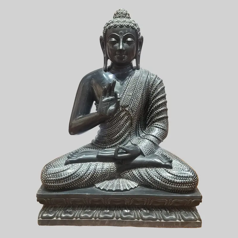 Black Marble Buddha With Carving 36 In 1