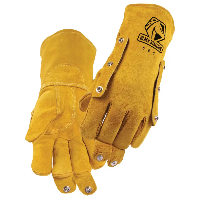 Black Stallion Split Cowhide Stick Glove With Fluxguard Snaps - 580 1