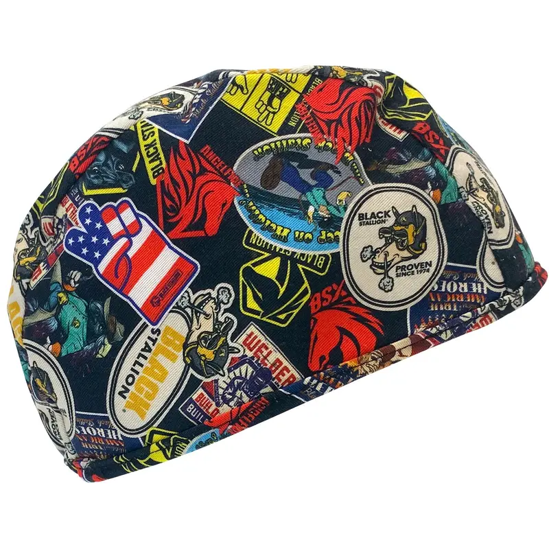 Black Stallion Sticker Collage Cotton Welding Cap & Beanie 1