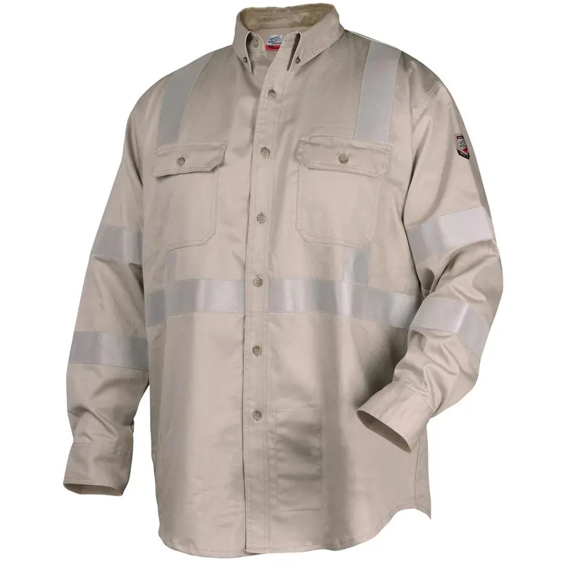 Black Stallion Truguard 300 Fr Reflective Work Shirt, Stone - Wf2112-St 1