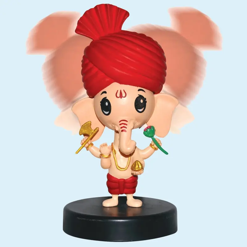 Bobble Head Ganesha Red 5 In 1