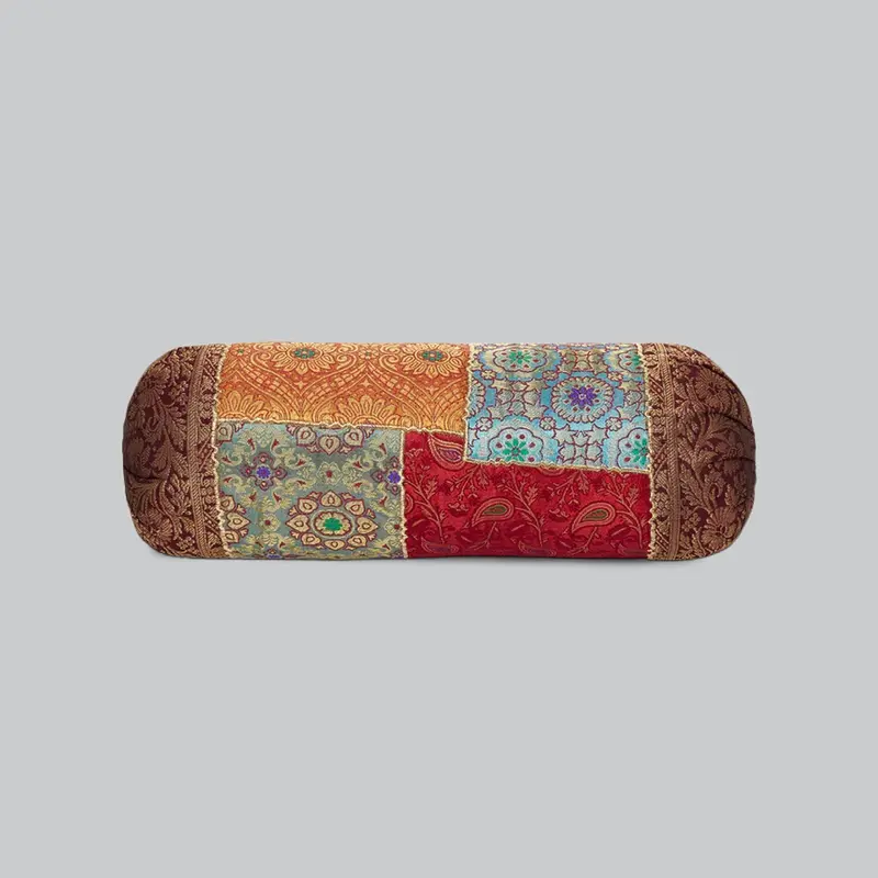 Bolster With Brocade Patch Work Cover (Assorted Colour & Design) 1