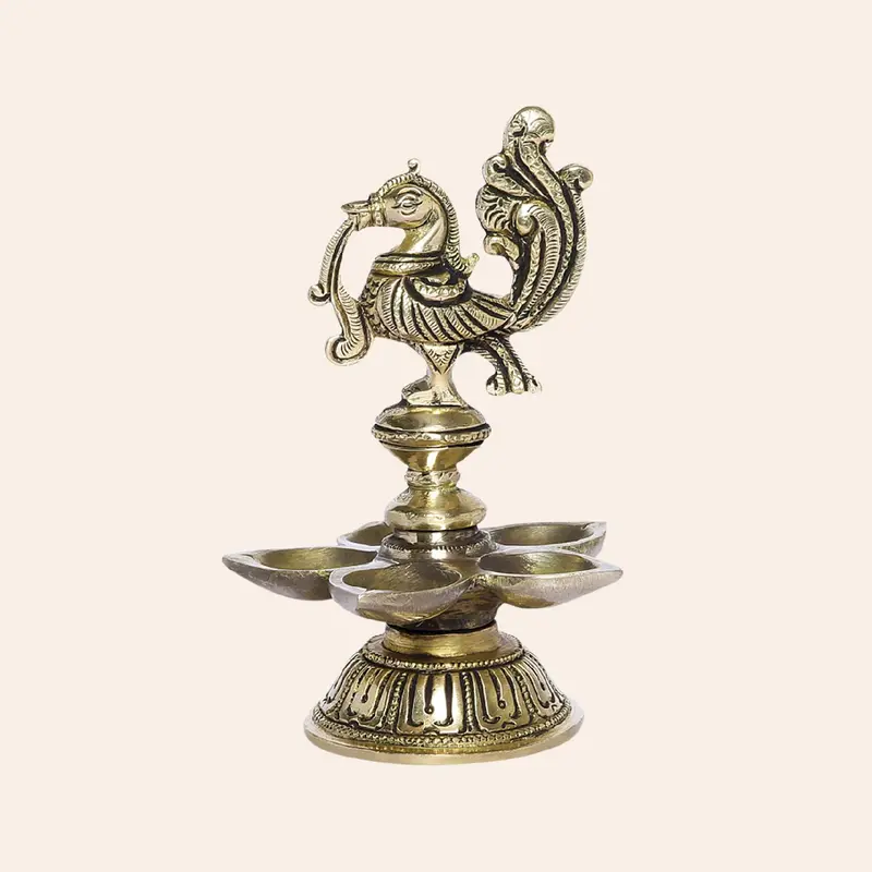 Brass Annam Deepak Small 5 In 1