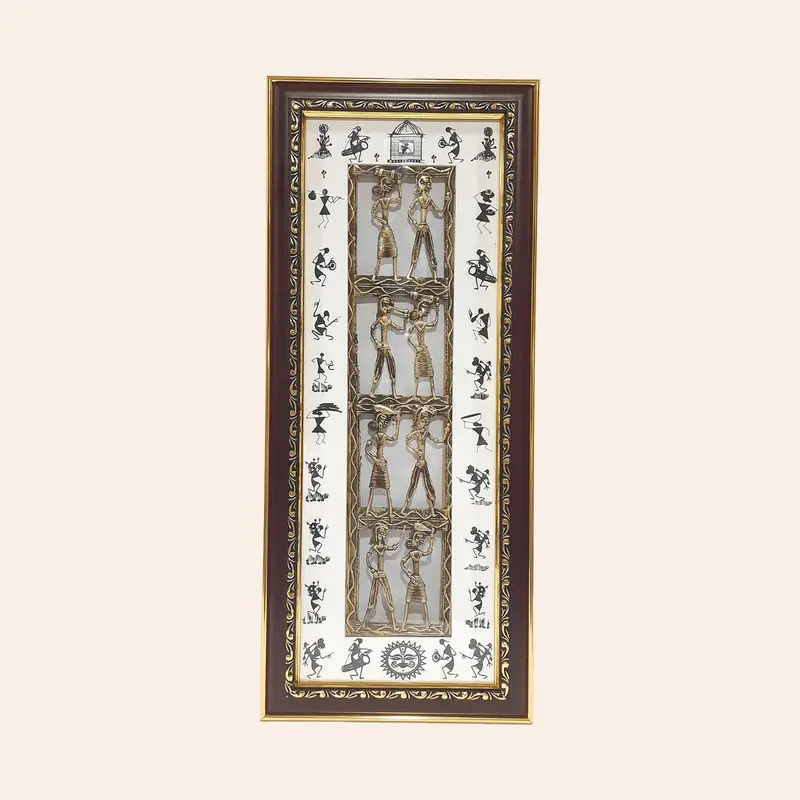 Brass Dokra Warli Painting Frame 4 In X 15 In 1