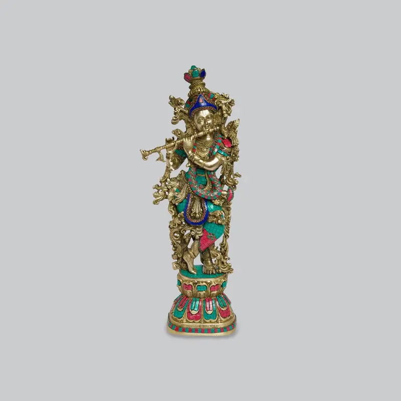 Brass Krishna Stone Work Double Mala 30 In 1