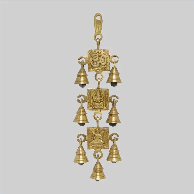 Brass Om Ganesha And Laxmi Temple Bells 1