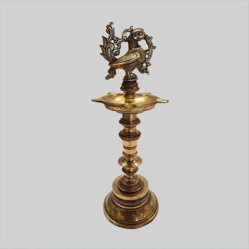Brass Peacock Deepak With Stand 12 In 1