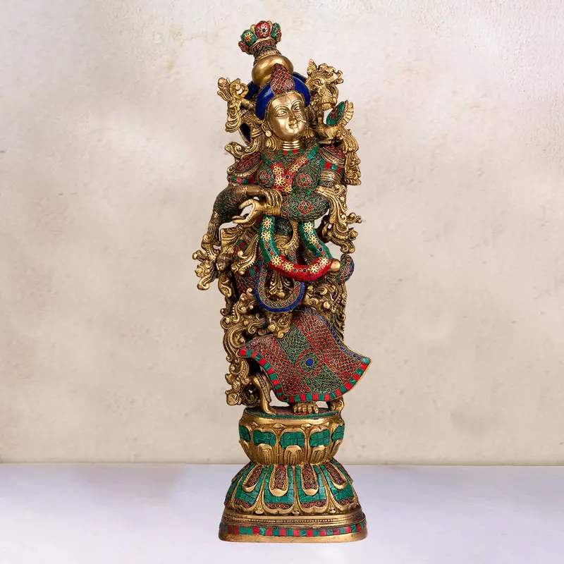 Brass Radha With Ring Stonework And Double Mala 29 In 1