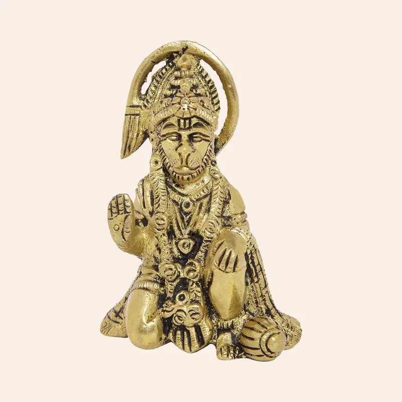 Brass Sitting Hanuman Small 3 In 1