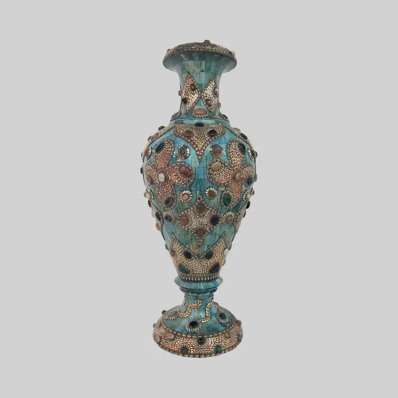 Camel Bone Flower Vase With Stonework 30 In 1