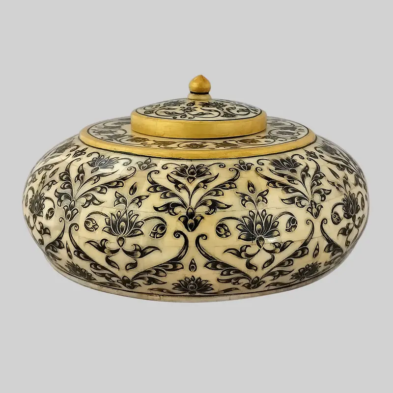 Camel Bone Tachariya Box With Flower Miniature Painting 8 In 1