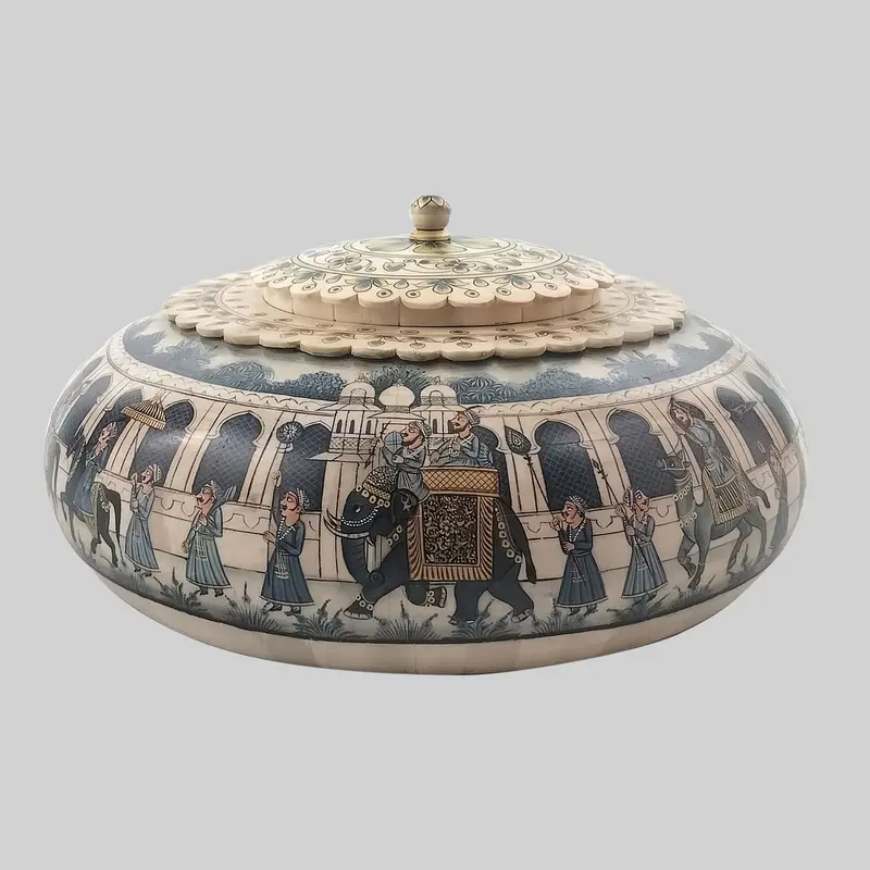 Camel Bone Tachriya Box With Miniature Painting 12 In 1