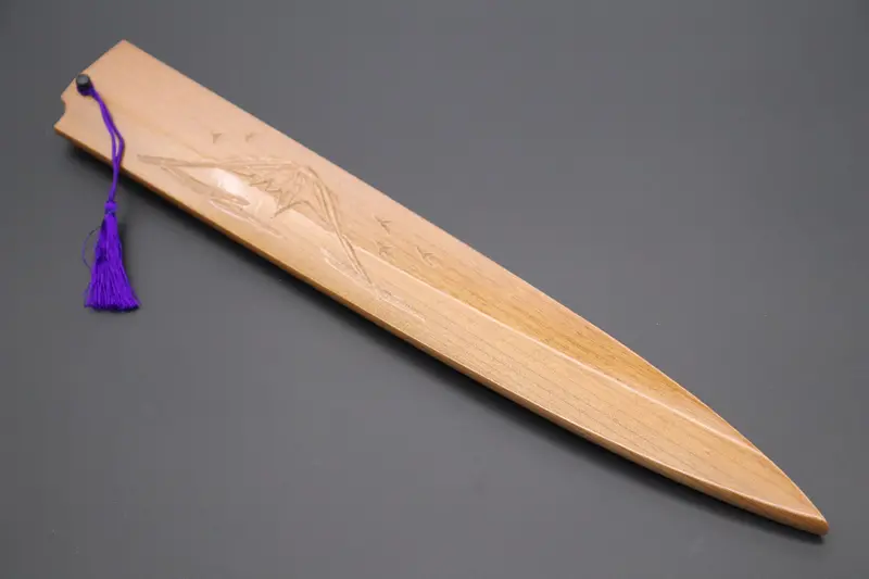 Custom Handmade Carved Wooden Saya For Yanagiba 300Mm (Mt.Fuji, Ws-Y300-10) 1