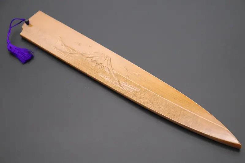 Custom Handmade Carved Wooden Saya For Yanagiba 300Mm (Mt.Fuji, Ws-Y300-11) 1