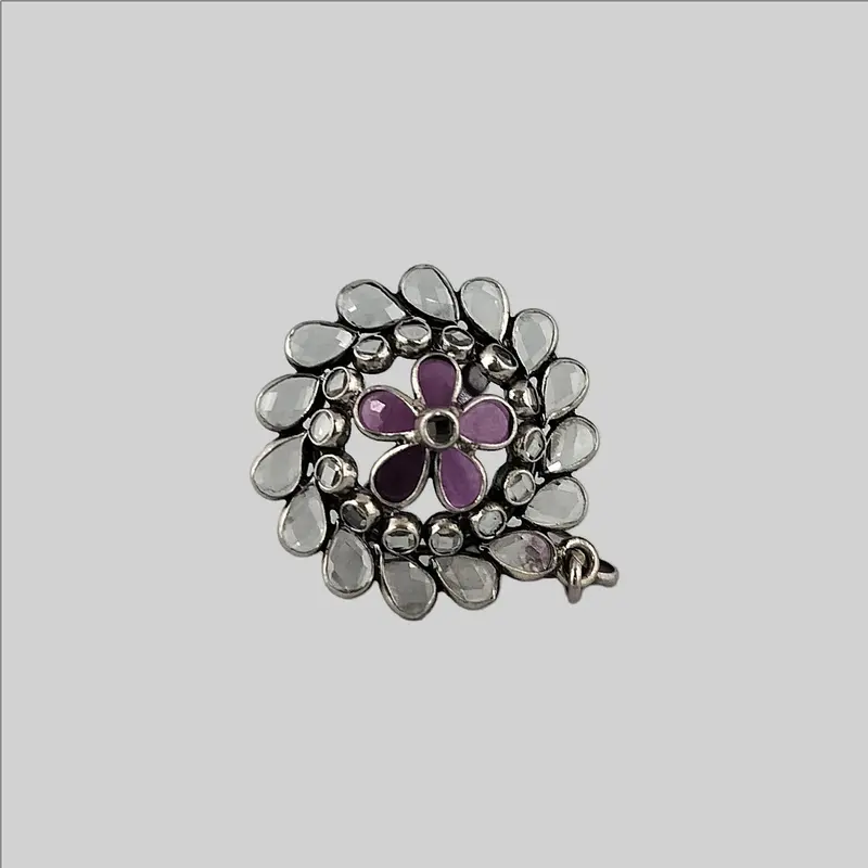 Cutstone Flower Silver Ring (Assorted) 1