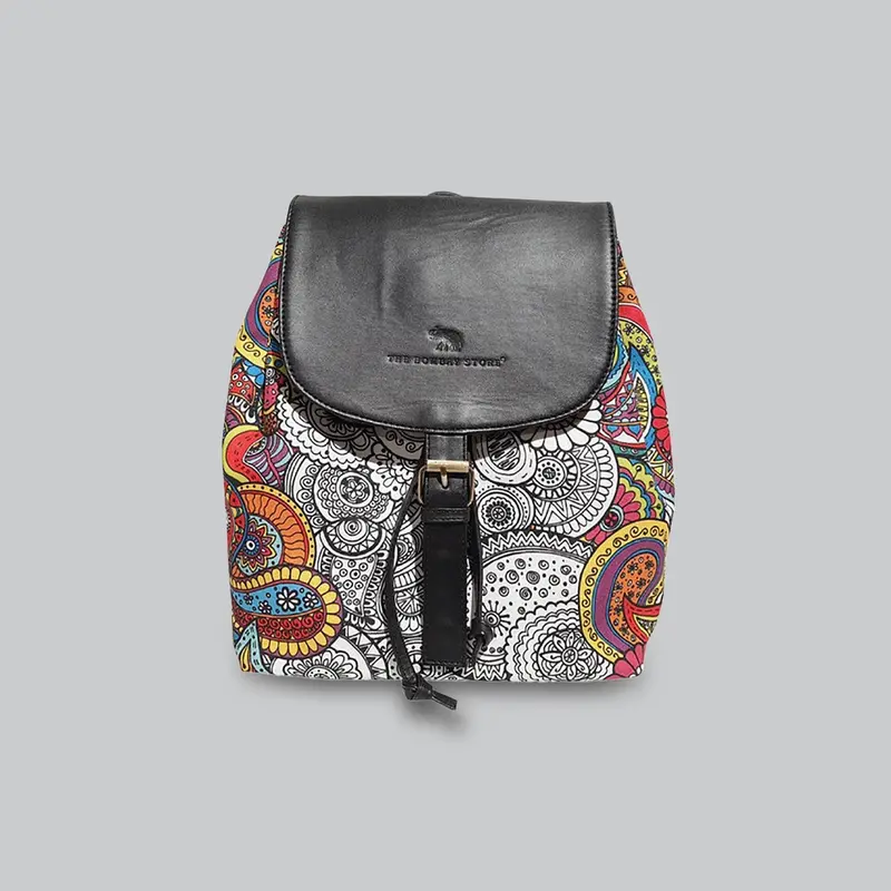 Doodle Mandala Poly Canvas & Pu Back Pack Bag 1