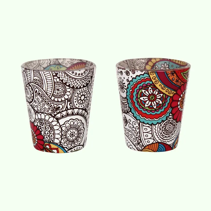 Doodle Mandala Shot Glasses Set Of 2 (30Ml Each) 1