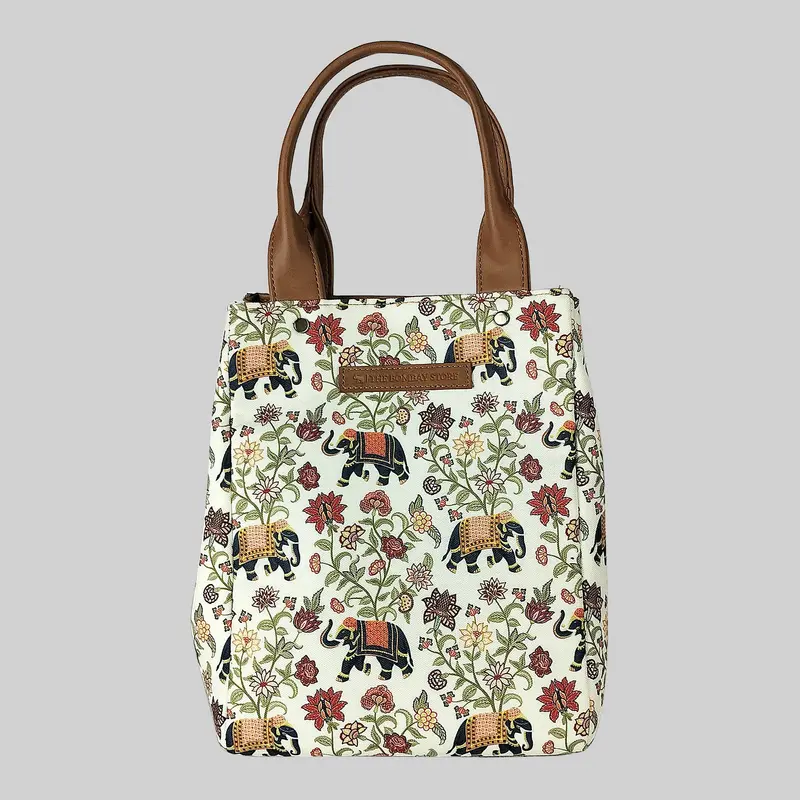 Elephant Floral Poly Canvas Lunch Bag 1