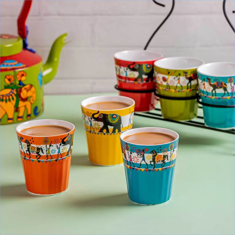 Elephant Procession Kullads - Set Of 6 (180 Ml Each) 1