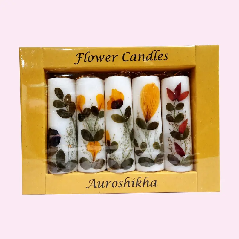 Flower Pressed Candles Set Of 5 1