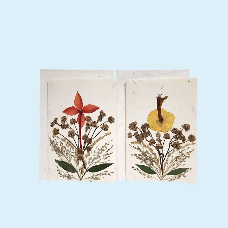 Flower Pressed Handmade Card Set Of 2 1