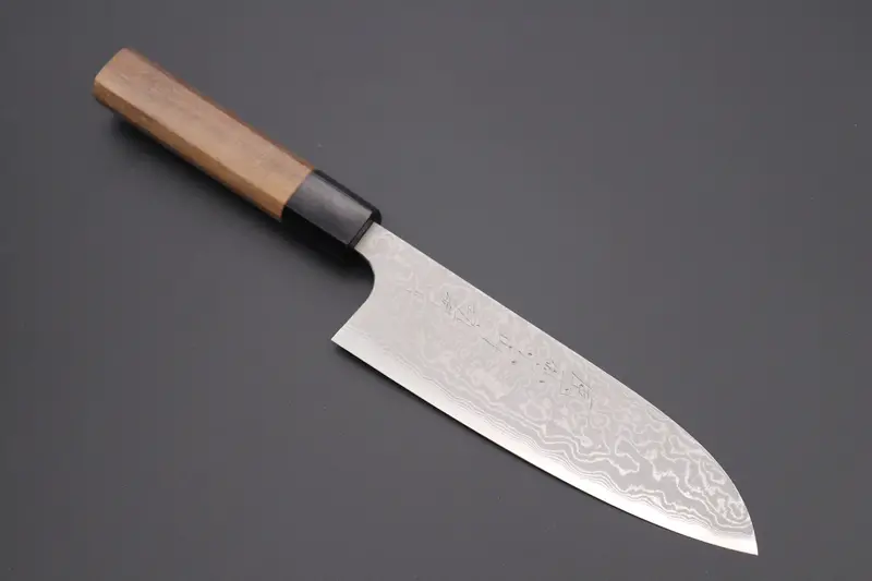 Fu-Rin-Ka-Zan Aogami Super Custom Damascus Series Fasd-3W Wa Santoku 165Mm (6.4 Inch, Octagonal Walnut Wood Handle) 1
