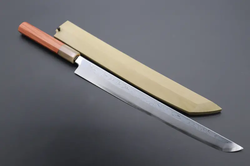 Fu-Rin-Ka-Zan Limited, Blue Steel No.1 Suminagashi Fso-B1saq Sakimaru Takohiki 300Mm (Octagon Shaped Quincewood Handle) 1
