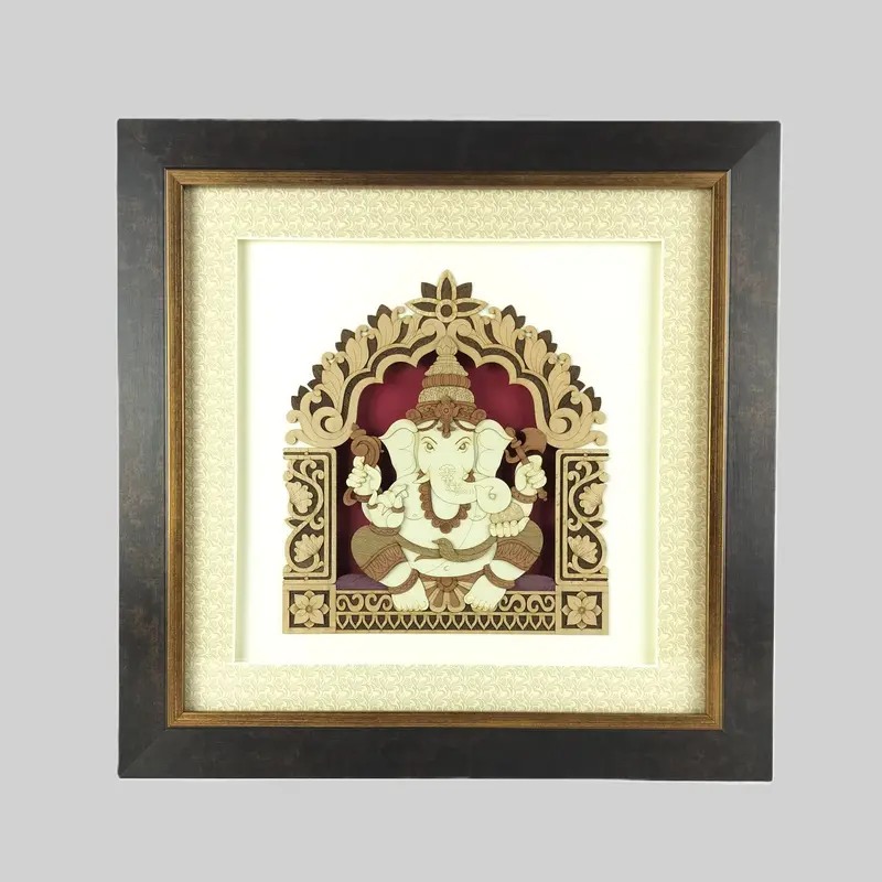 Ganesha Wood Art Frame 17 In X 17 In 1