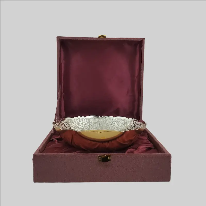 Gold & Silver Bowl With Box 7.5 In 1