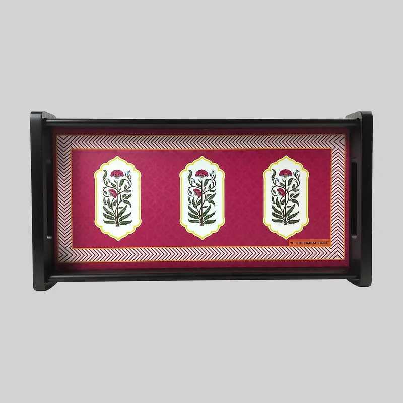 Guldasta Pink Rectangle Enamel Mini Tray 1