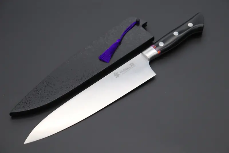 Hattori 傘 San-Gecko Limited Edition Gecko-18E Gyuto 210Mm (8.2 Inch, Linen Micarta / Royal Purple Hybrid-Resin Handle) 1