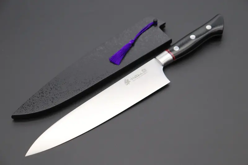 Hattori 傘 San-Gecko Limited Edition Gecko-19E Gyuto 210Mm (8.2 Inch, Linen Micarta / Strawberry Hybrid-Resin Handle) 1