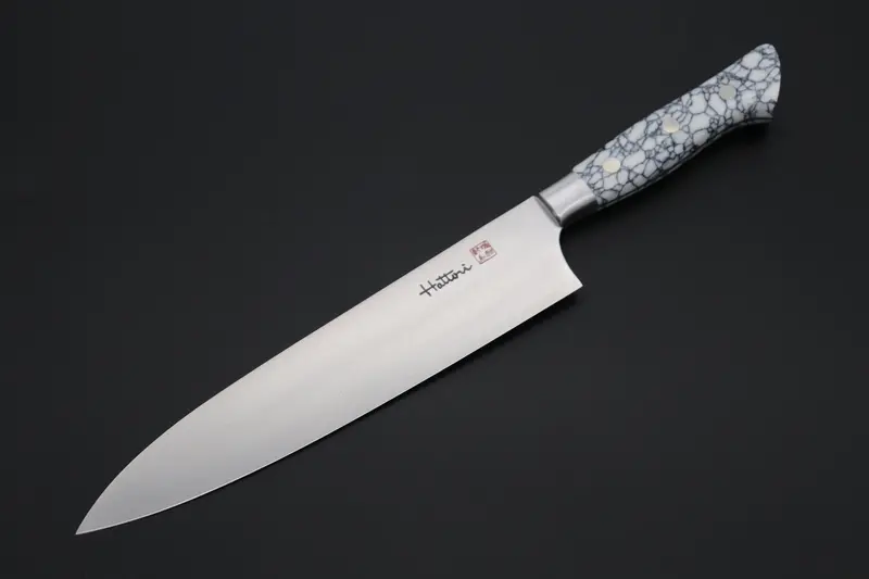 Hattori Forums Custom Limited Edition, Fh "Noah" Series Fhn-6Spwt Gyuto 210Mm (8.2 Inch, White Turquoise Gem-Composite-Stone Handle) 1