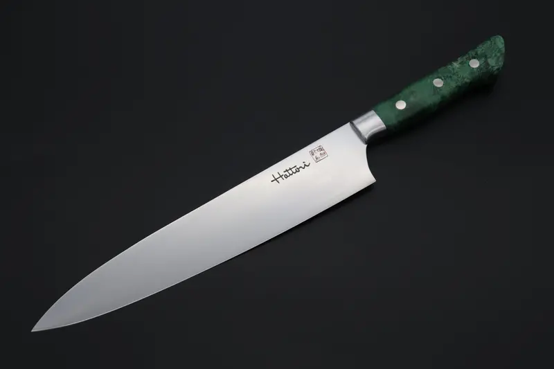 Hattori Forums Custom Limited Edition Fh Solid Vg-10 Series Fh-7Spgreen Gyuto 240Mm (9.4 Inch, Green Color Stabilized Box Elder Wood Handle) 1