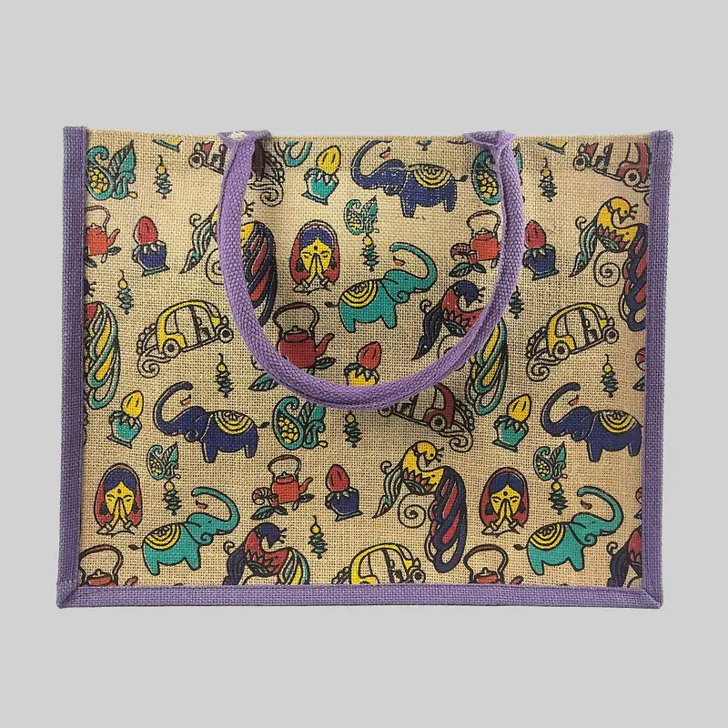 India Centric Jute Shopping Bag (Purple) 1