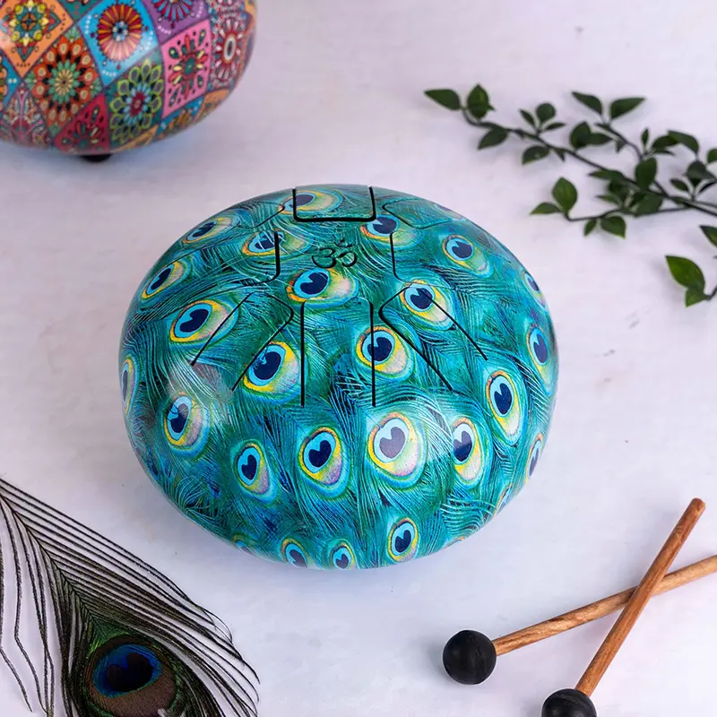 Iron Hand Painted Happy Drum 9 In X 9 In (Assorted) 1