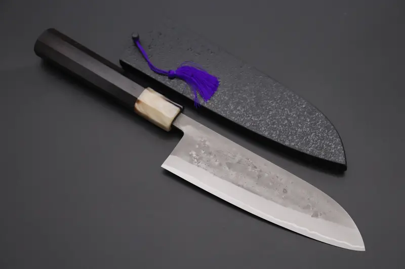 Jck Natures "Super Blue Moon Series" Bms-3E Wa Santoku 170Mm (6.6 Inch, Octagonal Ebonywood Handle) 1