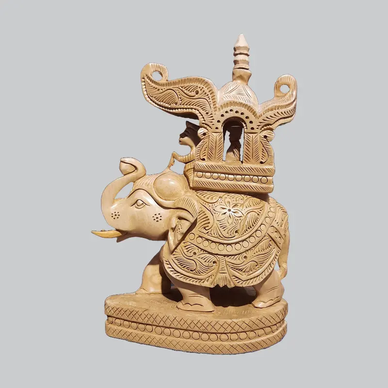Kadam Wood Ambari Elephant With Oval Base 8 In 1