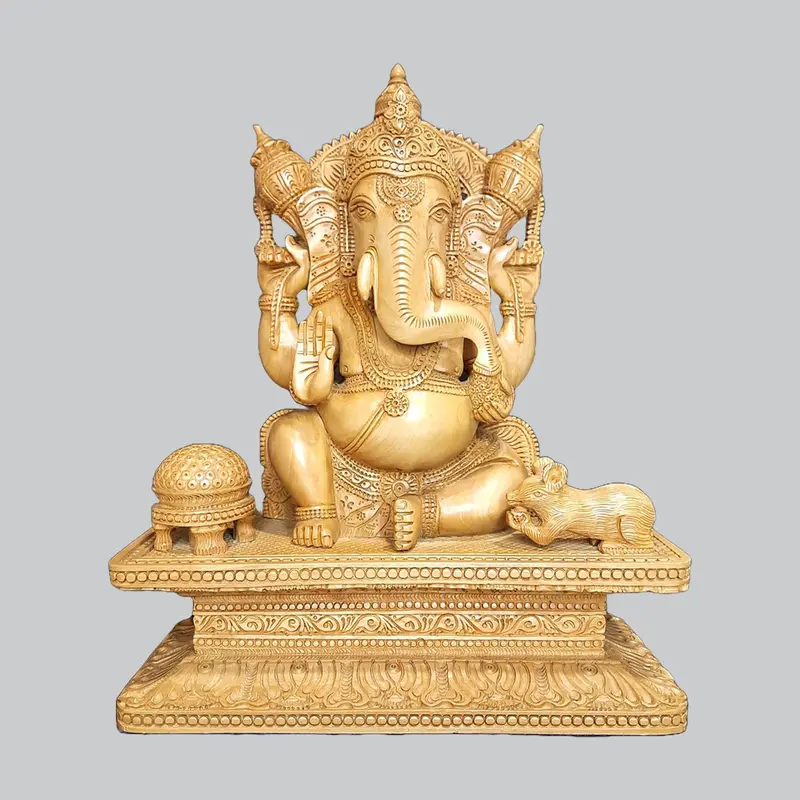 Kadam Wood Ganesha On Chowki 12 In 1