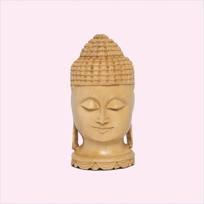 Kadam Wood Handcarved Buddha Head 5 In 1