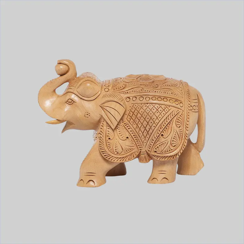Kadam Wood Handcarved Elephant Trunk Up 4 In 1