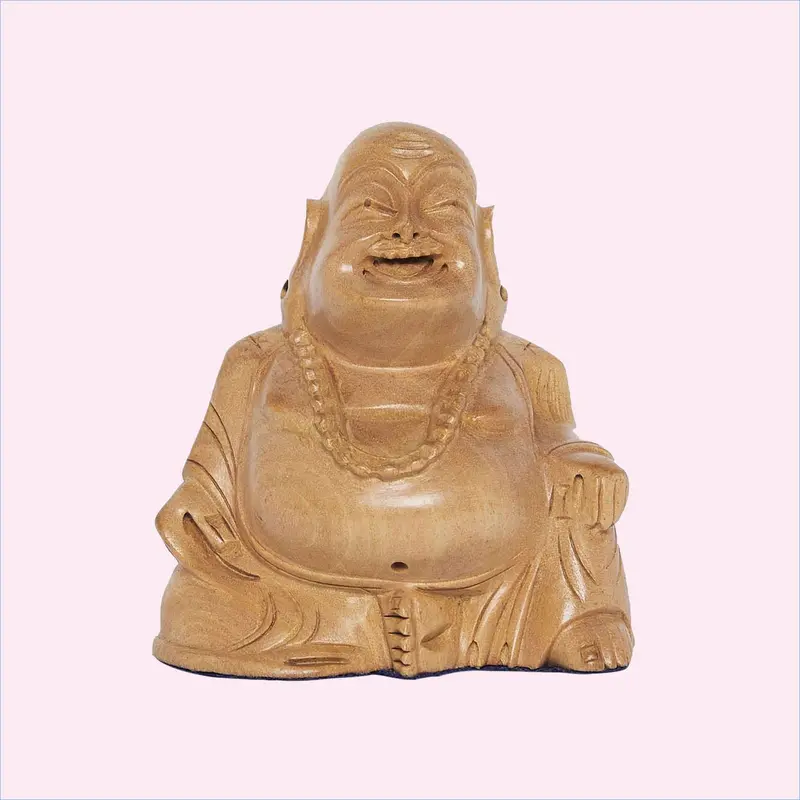 Kadam Wood Handcarved Laughing Buddha 3 In 1
